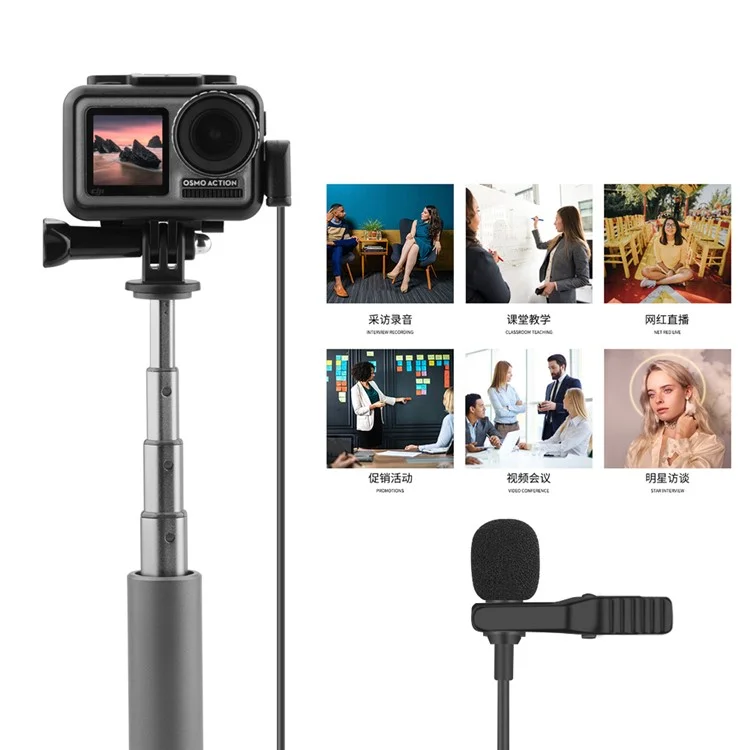 Portátil 3.5mm Mini Mic Hands Lavalier Lavalier Gravação Clip-on Microfone Mini Audio Mic Para OSMO Pocket / OSMO Ação