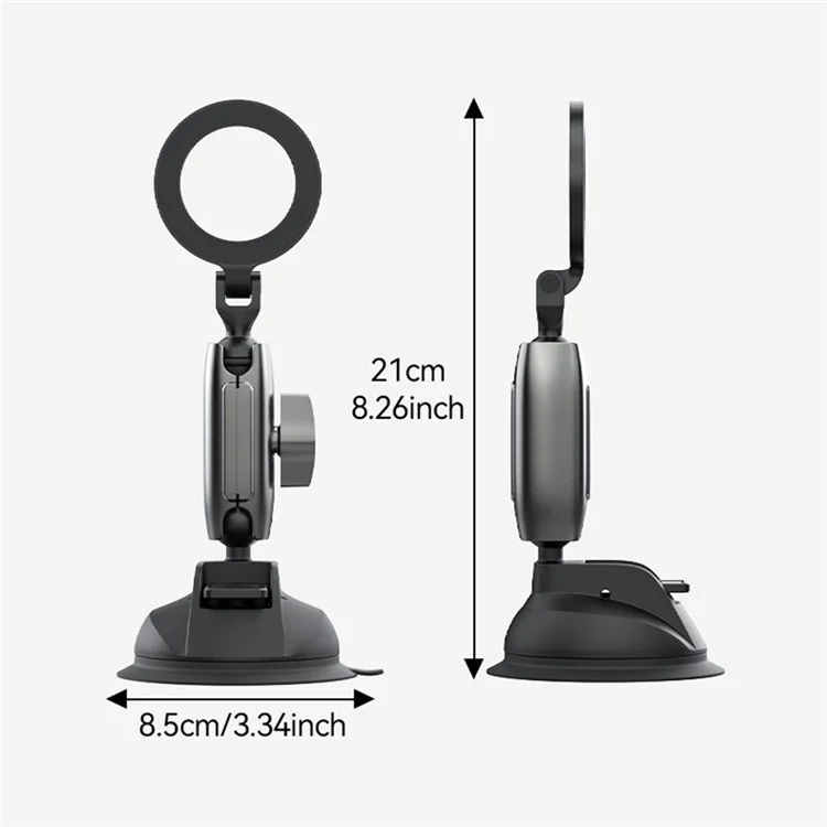 TELESIN P3-SUS-02 Aluminum Alloy Magnetic Car Mount Holder Suction Cup Dashboard Desk Stand