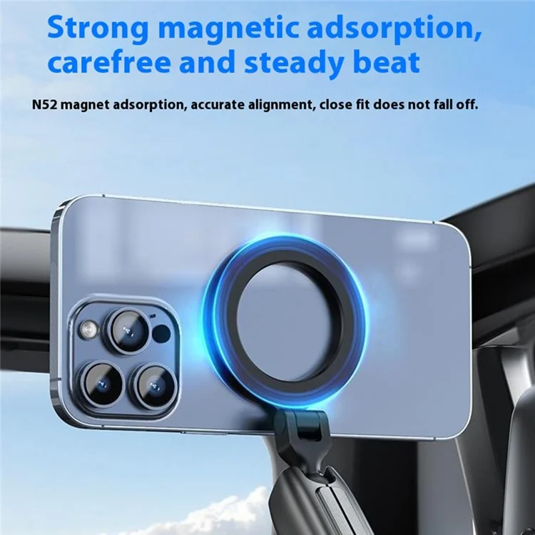 TELESIN P3-SUS-02 Aluminum Alloy Magnetic Car Mount Holder Suction Cup Dashboard Desk Stand