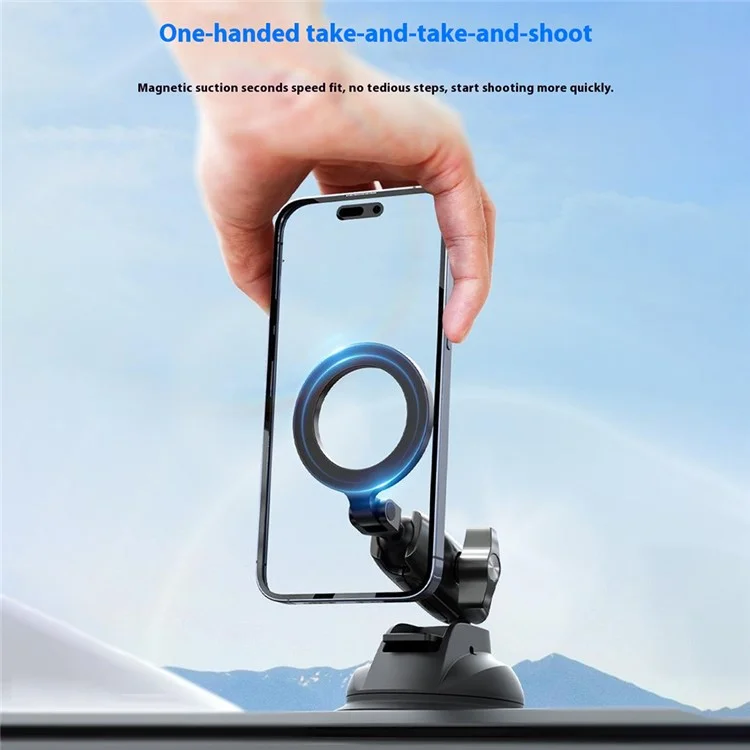 TELESIN P3-SUS-02 Aluminum Alloy Magnetic Car Mount Holder Suction Cup Dashboard Desk Stand