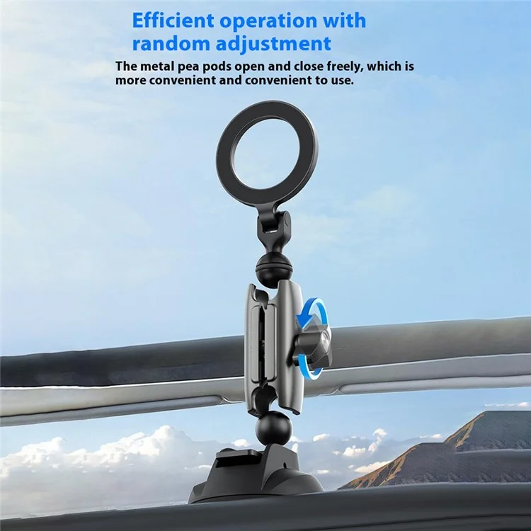 TELESIN P3-SUS-02 Aluminum Alloy Magnetic Car Mount Holder Suction Cup Dashboard Desk Stand