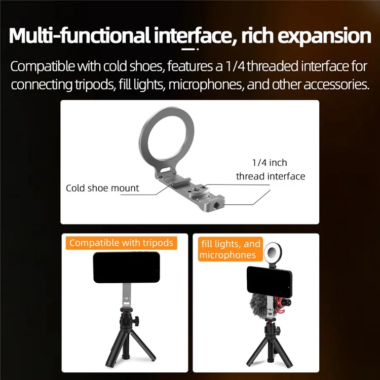 FLYMILE Magnetic Foldable Stand Phone Back Aluminum Alloy Horizontal / Vertical Support Bracket