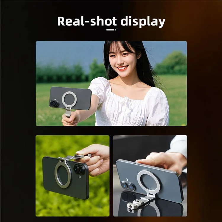 FLYMILE Magnetic Foldable Stand Phone Back Aluminum Alloy Horizontal / Vertical Support Bracket