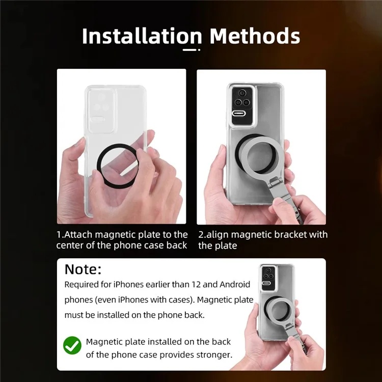FLYMILE Magnetic Foldable Stand Phone Back Aluminum Alloy Horizontal / Vertical Support Bracket