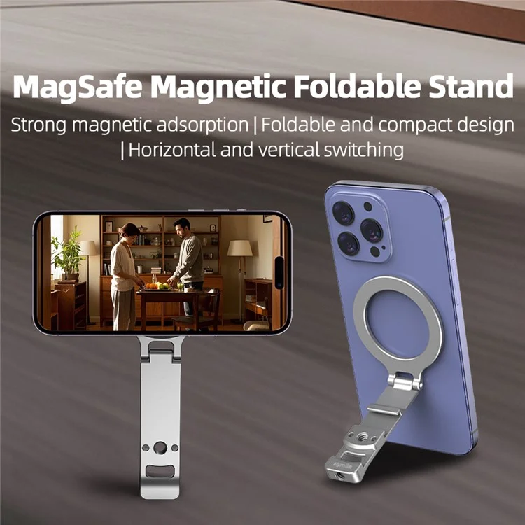 FLYMILE Magnetic Foldable Stand Phone Back Aluminum Alloy Horizontal / Vertical Support Bracket