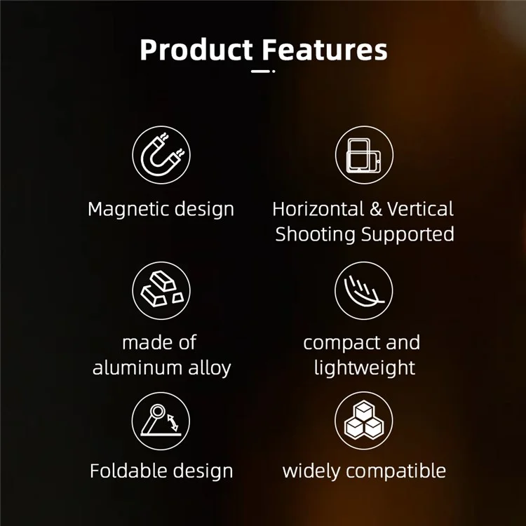 FLYMILE Magnetic Foldable Stand Phone Back Aluminum Alloy Horizontal / Vertical Support Bracket