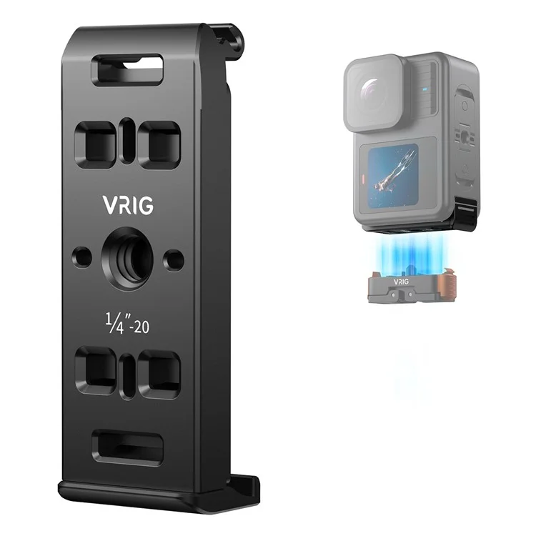 VRIG AC-29 Pour GoPro 13 / 12 / 11 / 10 / 9 Porte-batterie verticale Couvercle de batterie Libération magnétique rapide