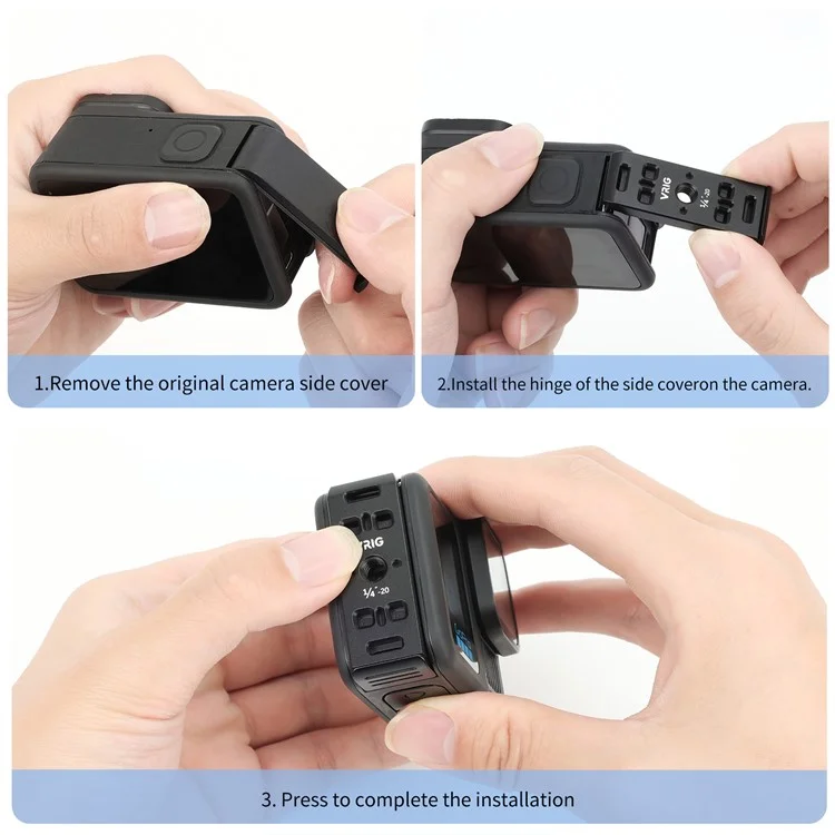 VRIG AC-29 Pour GoPro 13 / 12 / 11 / 10 / 9 Porte-batterie verticale Couvercle de batterie Libération magnétique rapide