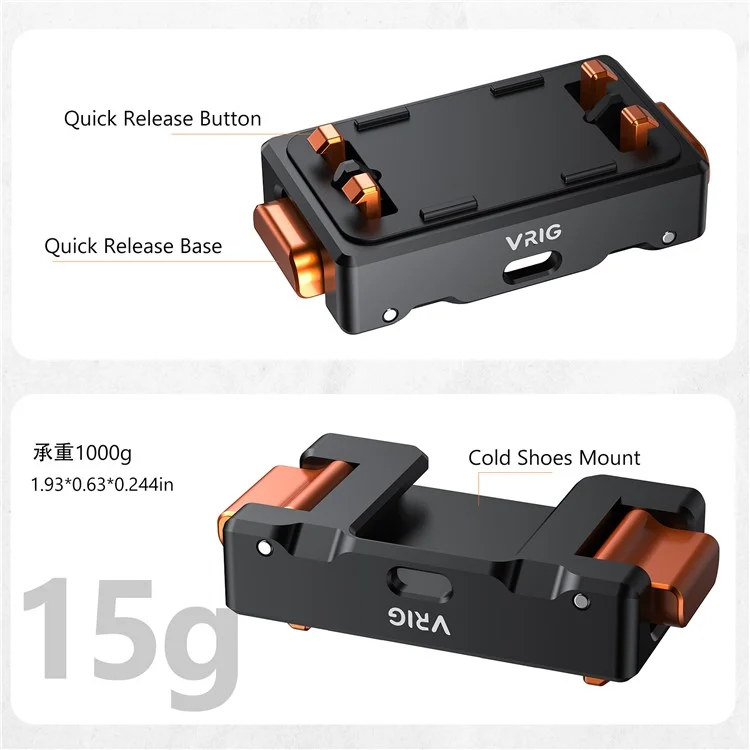 VRIG AC-30 Support à griffe froide pour Insta360 Ace Pro / Ace Pro 2, Accessoire pour caméras d'action avec libération rapide magnétique