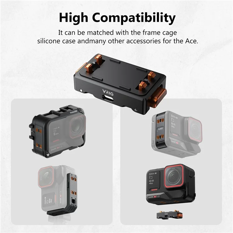 VRIG AC-30 Support à griffe froide pour Insta360 Ace Pro / Ace Pro 2, Accessoire pour caméras d'action avec libération rapide magnétique