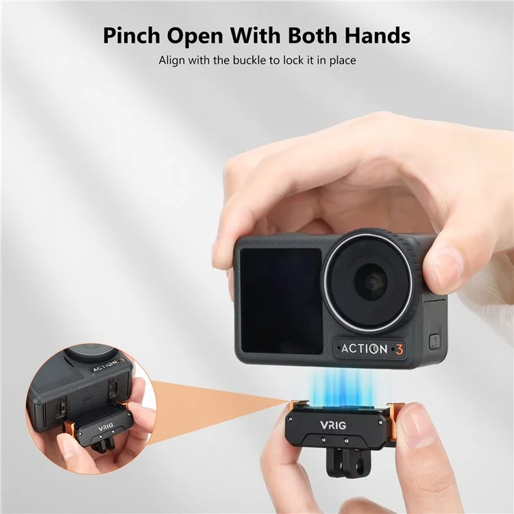 VRIG Support de Base Pliable pour DJI Osmo Action 5 Pro / Action 4 / Action 3, Plateau à Libération Rapide avec Filetage 1/4