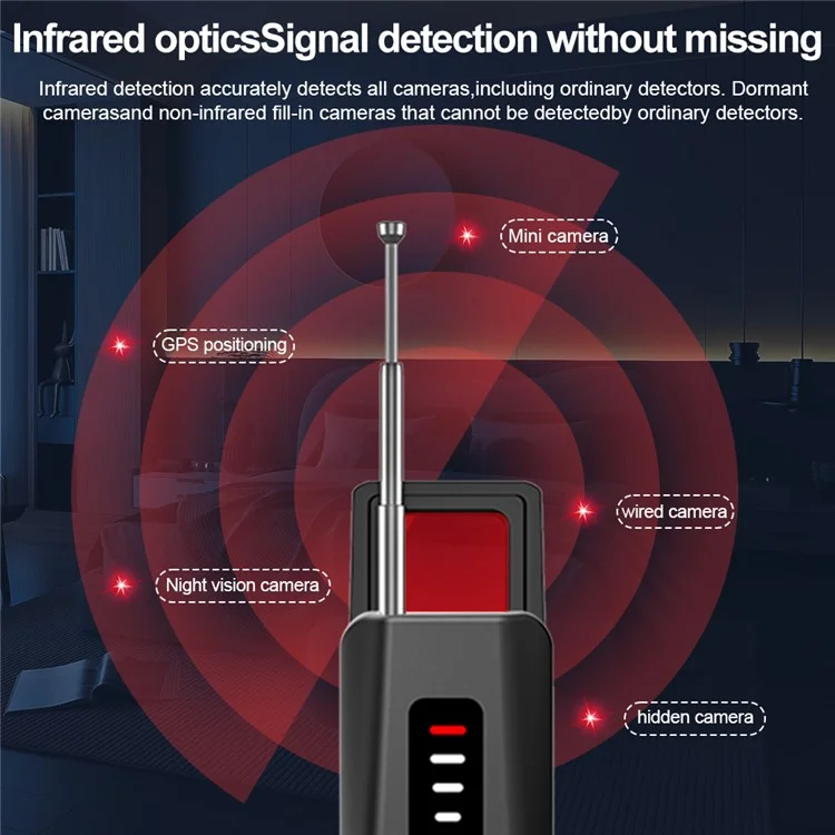 T09 Hotel Hidden Camera Detector Infrared Wireless Scanner Anti Spy Device For Personal Privacy Protection