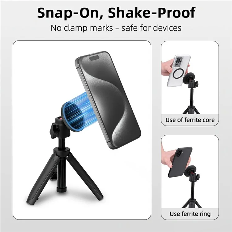 FLYMILE Magsafe-Compatible 1 / 4 Arri Mount Magnetic Base Ultralight Portable Phone Holder for Tripod Gimbal