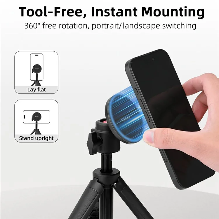 FLYMILE Magsafe-Compatible 1 / 4 Arri Mount Magnetic Base Ultralight Portable Phone Holder for Tripod Gimbal