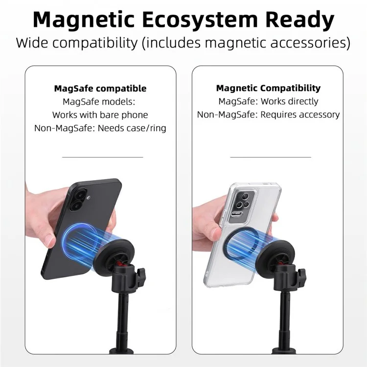 FLYMILE Magsafe-Compatible 1 / 4 Arri Mount Magnetic Base Ultralight Portable Phone Holder for Tripod Gimbal