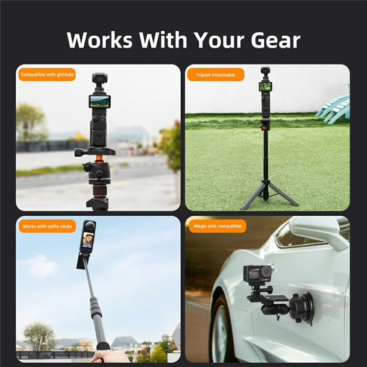 FLYMILE Action Camera Magnetic Foldable Mount Handle Grip Adjustable Angle Desktop Stand for Outdoor / Indoor