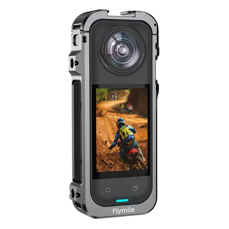 FLYMILE For Insta360 X5 Protective Cage Multifunctional Expansion Metal Frame with Cold Shoe, 1 / 4" Screw