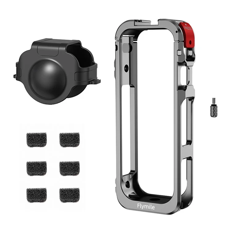 FLYMILE For Insta360 X5 Protective Cage Multifunctional Expansion Metal Frame with Cold Shoe, 1 / 4" Screw