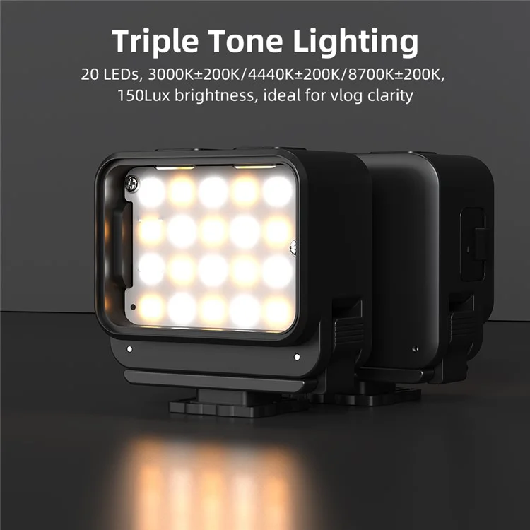 FLYMILE Action Camera Fill Light for DJI Osmo Pocket 3 Photography Lighting IPX4 Waterproof Magnetic Mount
