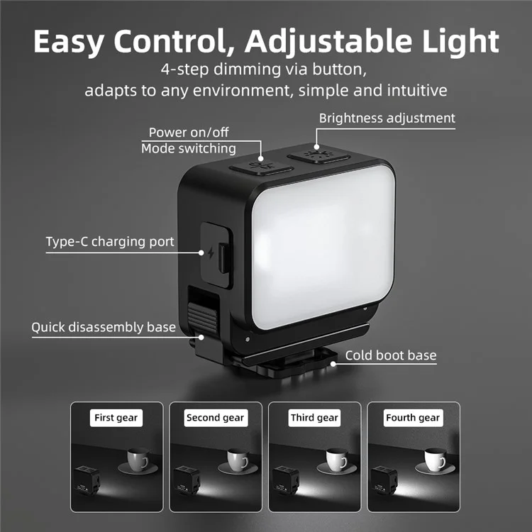 FLYMILE Action Camera Fill Light for DJI Osmo Pocket 3 Photography Lighting IPX4 Waterproof Magnetic Mount