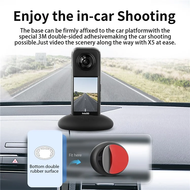 AMAGISN For Insta360 X5 / X4 Action Camera Holder Car Mount Base Accessory with Double-Sided Adhesive