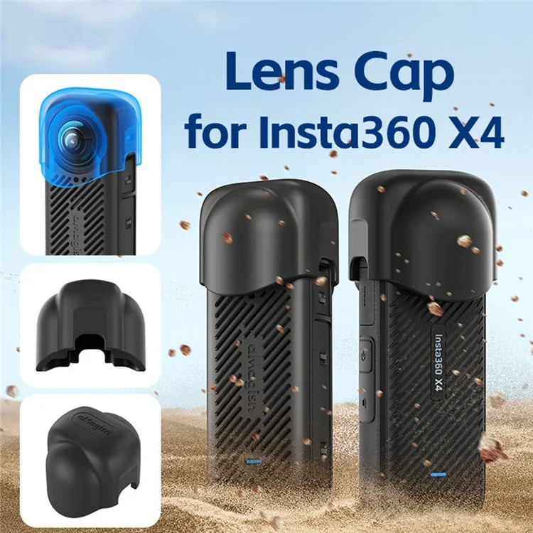 AMAGISN For Insta360 X4 Lens Silicone Case Protective Cover Action Camera Accessory - Black