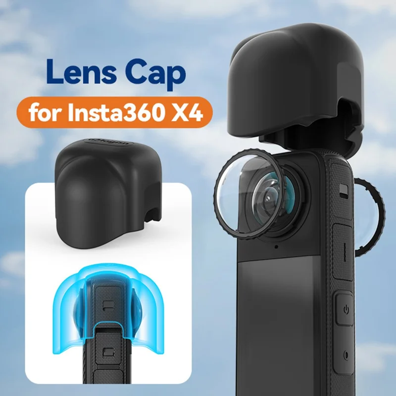 AMAGISN For Insta360 X4 Lens Silicone Case Protective Cover Action Camera Accessory - Black