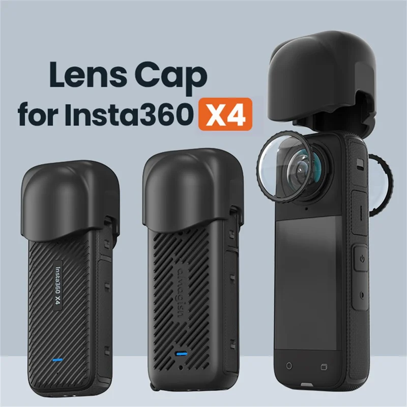 AMAGISN For Insta360 X4 Lens Silicone Case Protective Cover Action Camera Accessory - Black