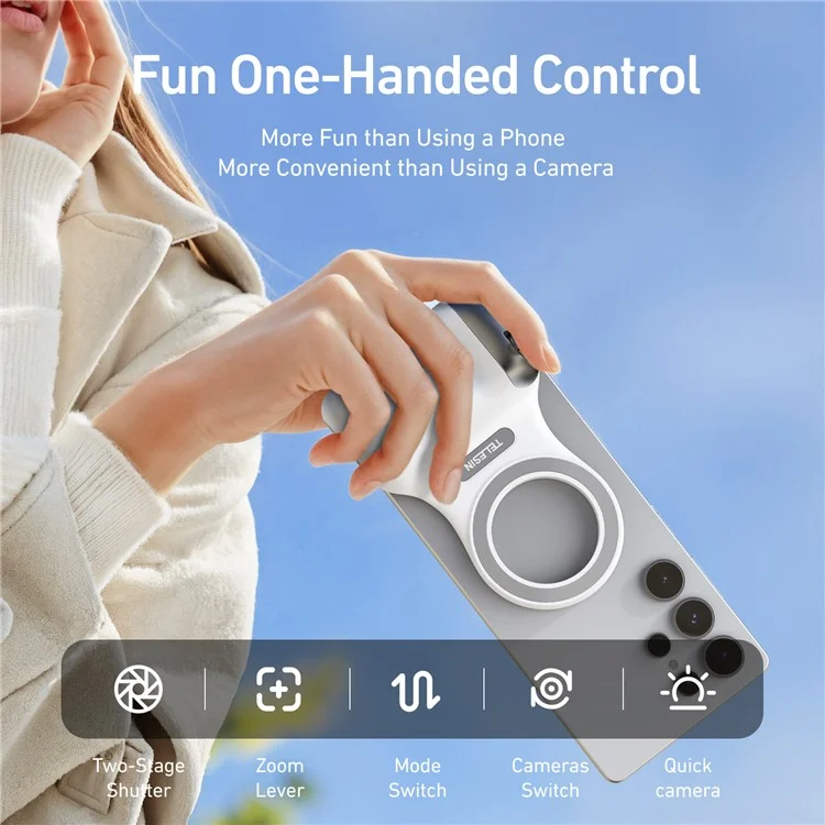 TELESIN Suporte de Celular com Grip para Câmera, Compatível com Magsafe, Certificado MFI para Fotografia