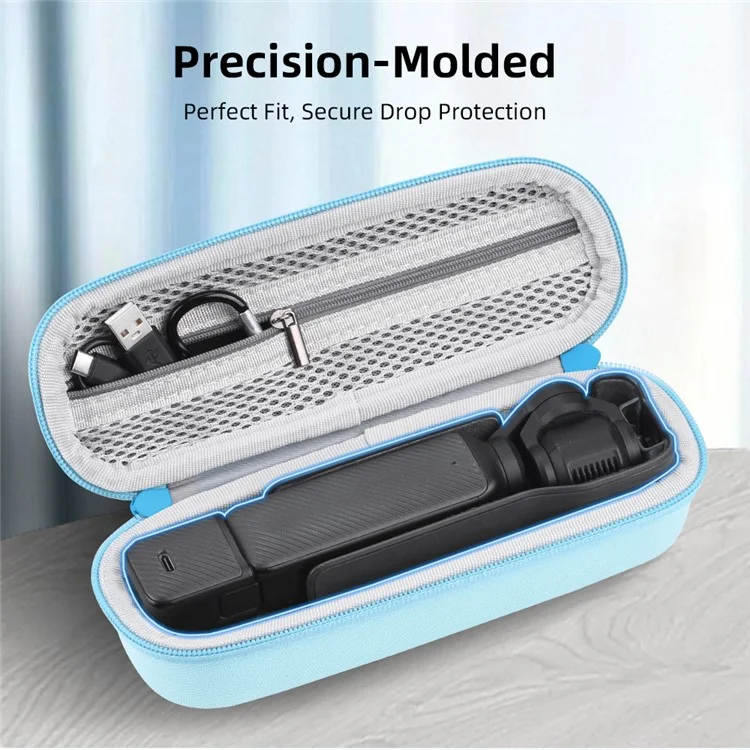 BRDRC Para DJI Osmo Pocket 3 Bolsa Portátil con Forro Suave, Estuche de Almacenamiento Antiimpactos de Nylon con Correa + Mosquetón - Azul