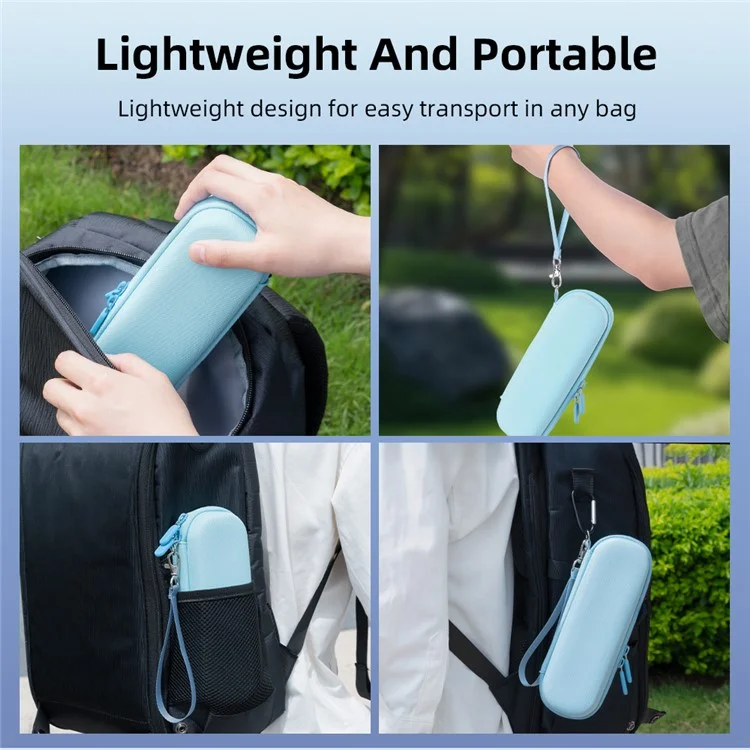 BRDRC Para DJI Osmo Pocket 3 Bolsa Portátil con Forro Suave, Estuche de Almacenamiento Antiimpactos de Nylon con Correa + Mosquetón - Azul
