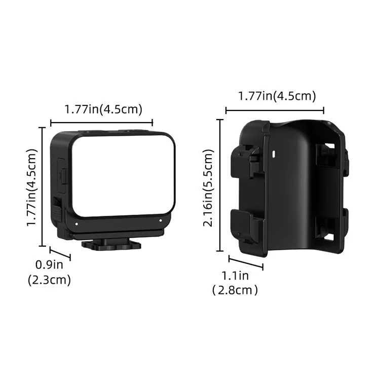 FLYMILE Für DJI Osmo Pocket 3 Actionkamera Fülllampe mit Halterung IPX4 Wasserdicht Dreifarbige Beleuchtung 4-Stufen Einstellbar