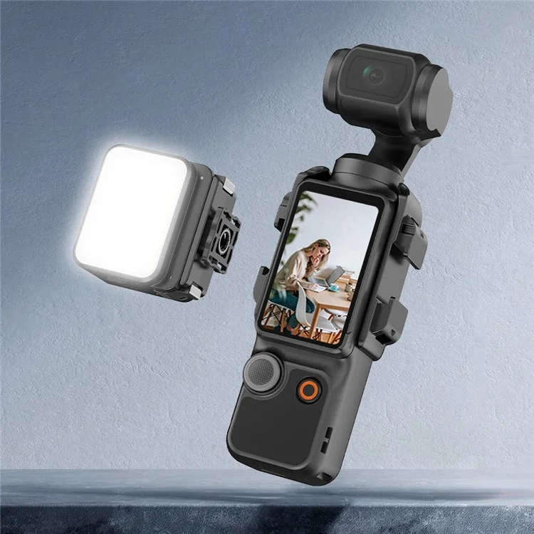 FLYMILE Für DJI Osmo Pocket 3 Actionkamera Fülllampe mit Halterung IPX4 Wasserdicht Dreifarbige Beleuchtung 4-Stufen Einstellbar