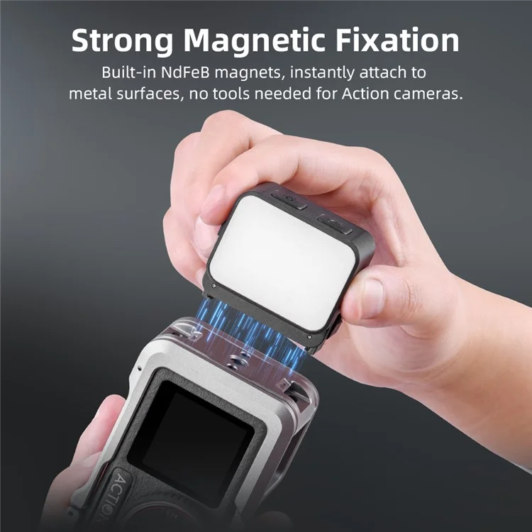 FLYMILE Für DJI Osmo Pocket 3 Actionkamera Fülllampe mit Halterung IPX4 Wasserdicht Dreifarbige Beleuchtung 4-Stufen Einstellbar