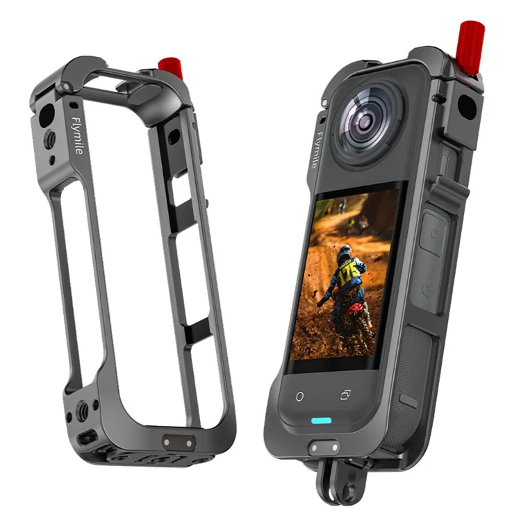 FLYMILE For Insta360 X5 Multifunctional Expansion Protection Cage Metal Frame with Cold Shoe Port