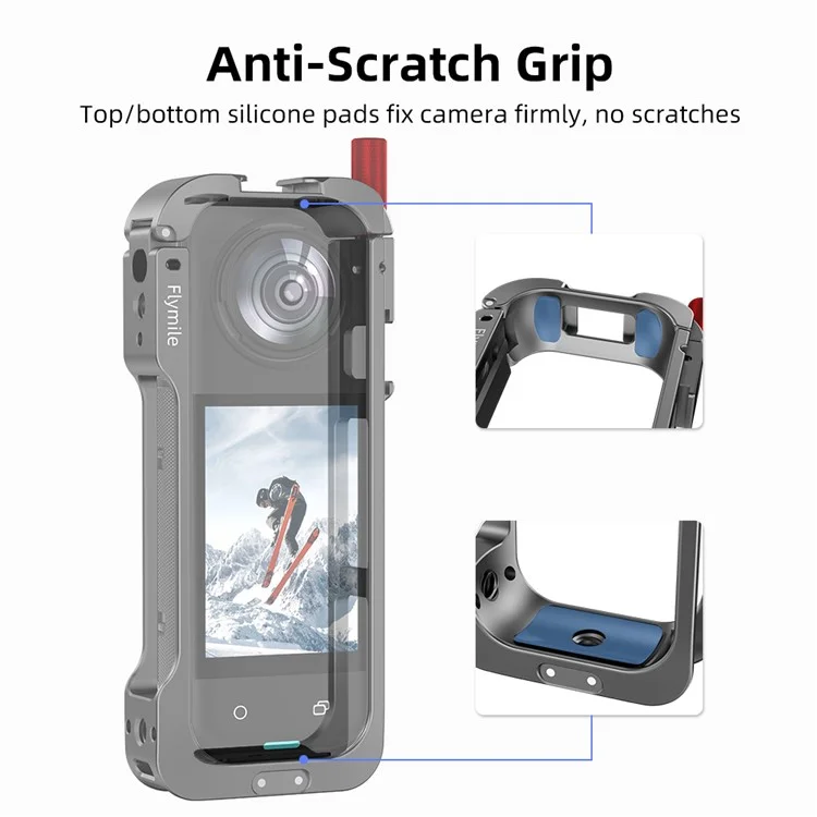 FLYMILE For Insta360 X5 Multifunctional Expansion Protection Cage Metal Frame with Cold Shoe Port