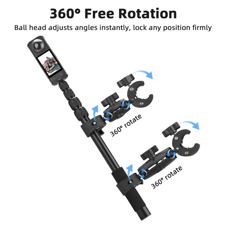 BRDRC Cycling Bracket Set For Sports Camera Extension Pole Multi-Angle Capture / Dual Grip Stability