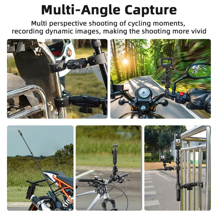 BRDRC Cycling Bracket Set For Sports Camera Extension Pole Multi-Angle Capture / Dual Grip Stability