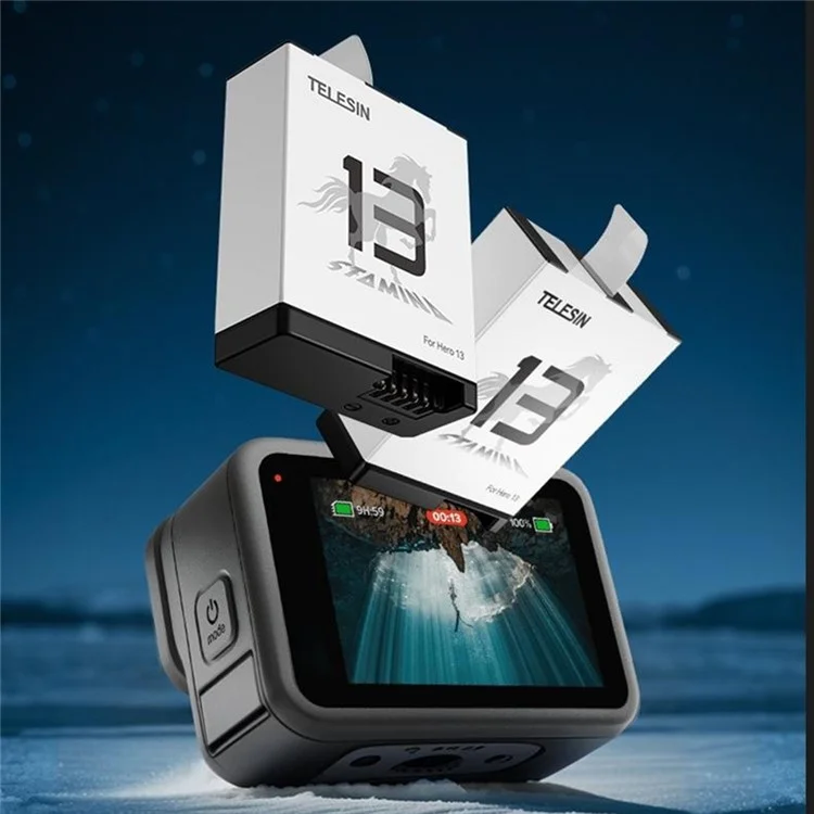 TELESIN S0-BTR-04-TGP Аккумулятор 1950 мАч 7,4 Вт·ч для GoPro Hero 13 Спортивная камера для низких температур