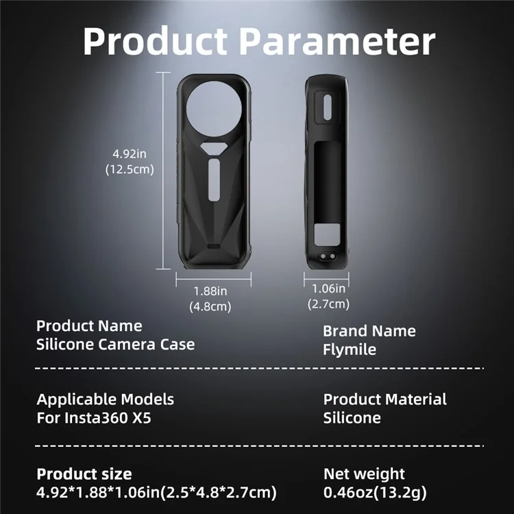 Étui de protection en silicone anti-poussière FLYMILE pour Insta360 X5, anti-rayures