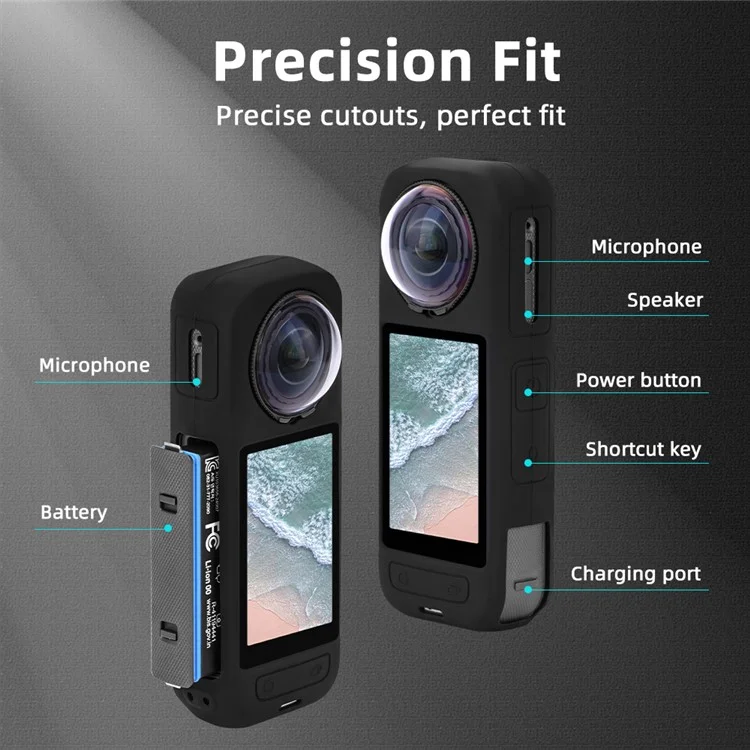 Étui de protection en silicone anti-poussière FLYMILE pour Insta360 X5, anti-rayures