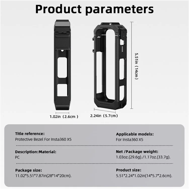 BRDRC For Insta360 X5 Anti Drop Plastic Protective Bezel Frame Shockproof Camera Sleeve