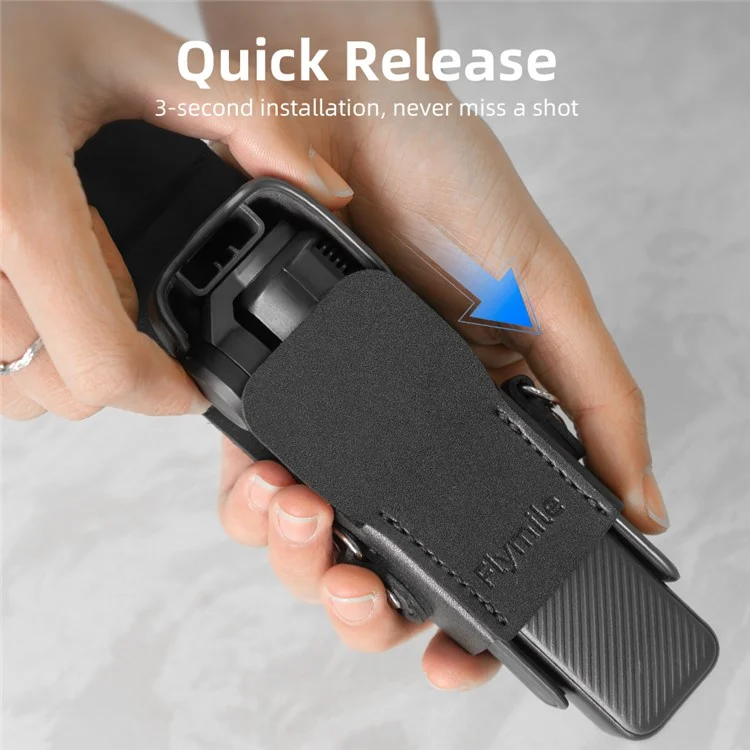 FLYMILE For DJI Osmo Pocket 3 Leather Case Magnetic Snap-On Action Camera Protective Cover - Black