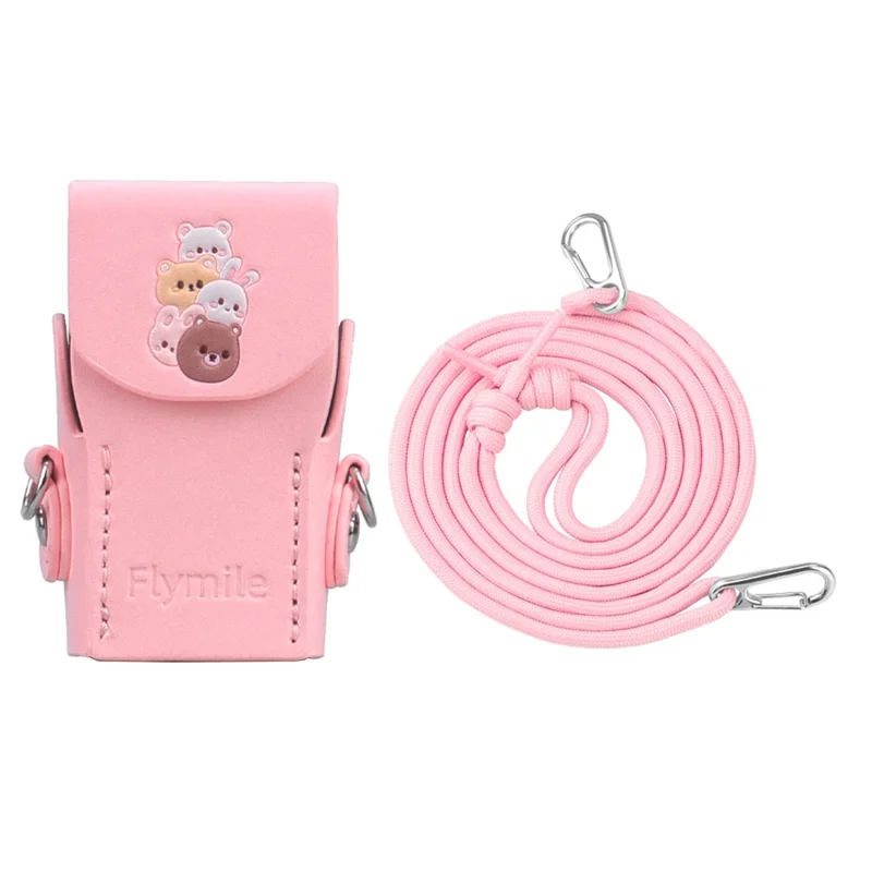 FLYMILE For DJI Osmo Pocket 3 Leather Case Magnetic Snap-On Action Camera Protective Cover - Pink