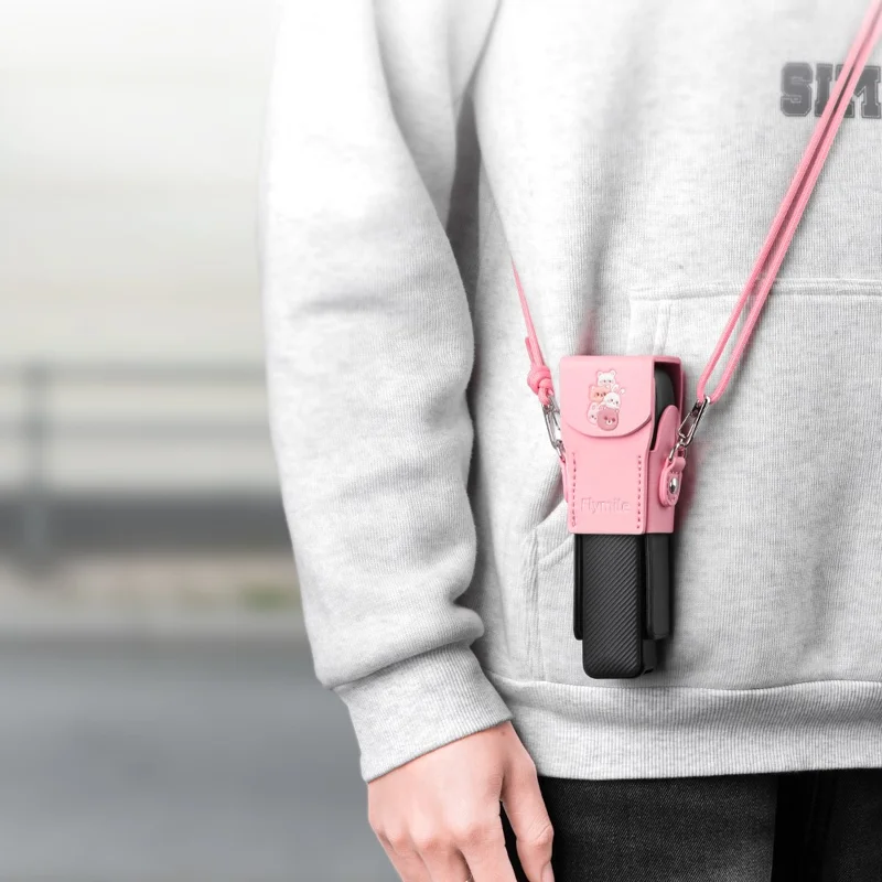 FLYMILE For DJI Osmo Pocket 3 Leather Case Magnetic Snap-On Action Camera Protective Cover - Pink