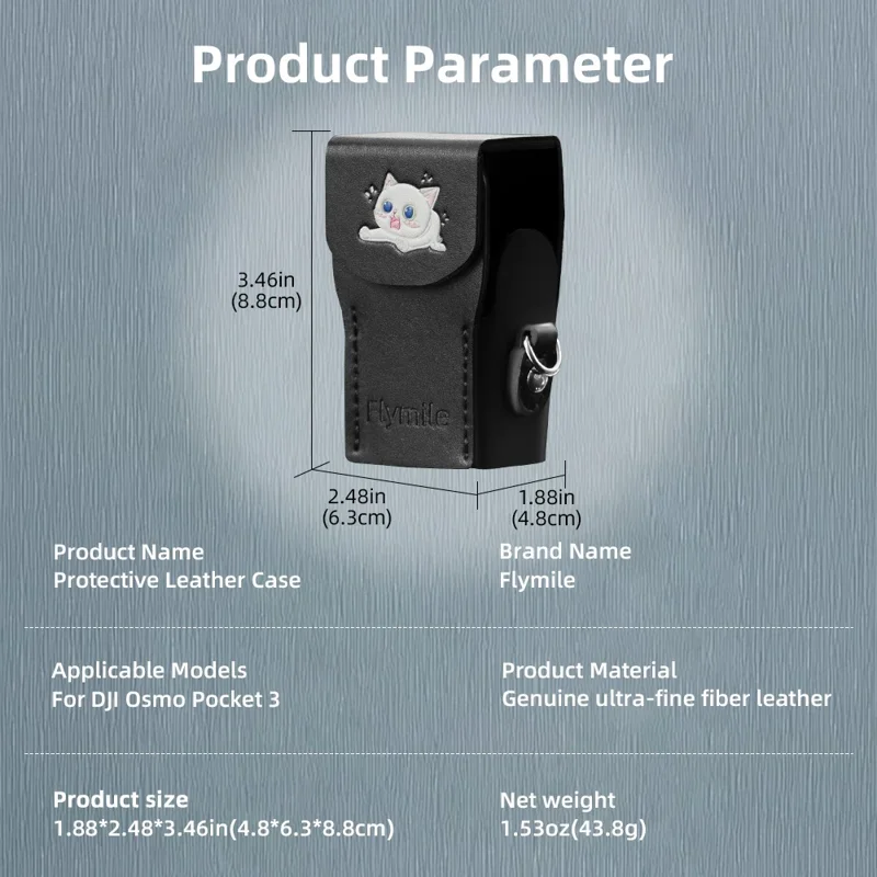 FLYMILE For DJI Osmo Pocket 3 Leather Case Magnetic Snap-On Action Camera Protective Cover - Pink