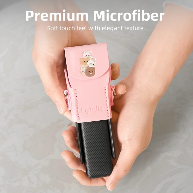 FLYMILE For DJI Osmo Pocket 3 Leather Case Magnetic Snap-On Action Camera Protective Cover - Pink