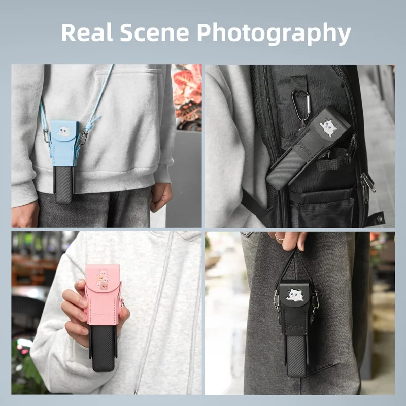 FLYMILE For DJI Osmo Pocket 3 Leather Case Magnetic Snap-On Action Camera Protective Cover - Pink