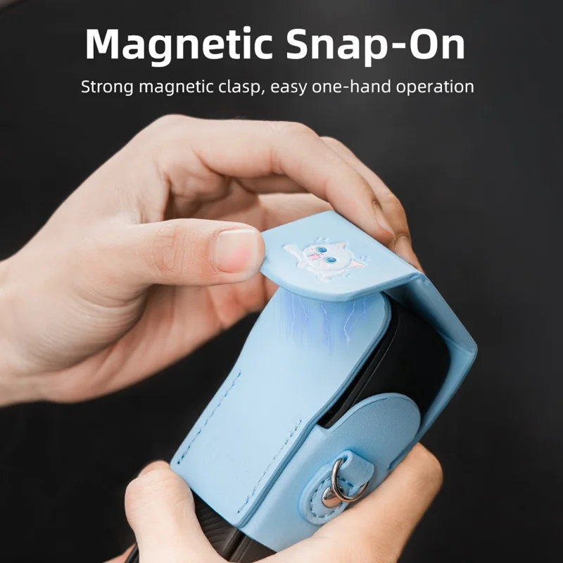 FLYMILE For DJI Osmo Pocket 3 Leather Case Magnetic Snap-On Action Camera Protective Cover - Pink