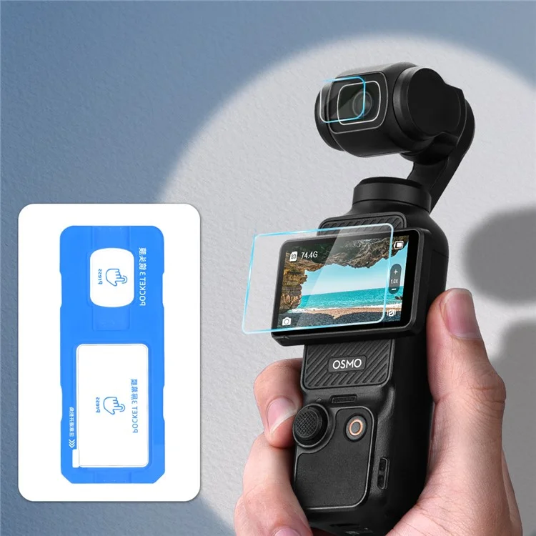 Für DJI Osmo Pocket 3 Displayschutz-Set Objektiv + Display Integrierte Gehärtete Glasfolie